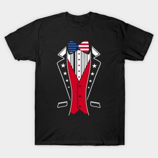 P&B Tuxedo Red Rose Funny Independence Day 4th Of July T Shirt T-Shirt